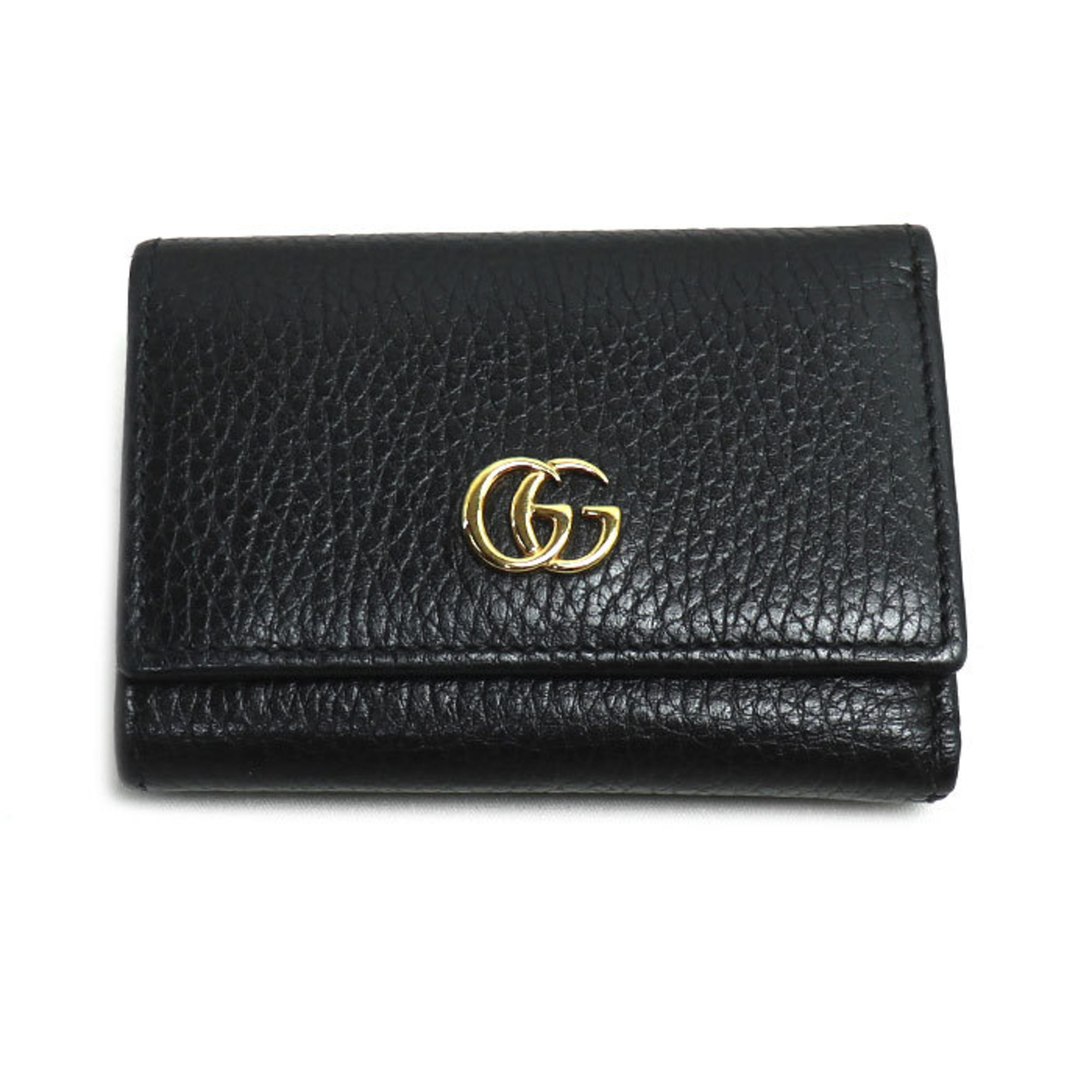 Gucci Gg Marmont Compact Tri-Fold Wallet, Black, Women's, 644407